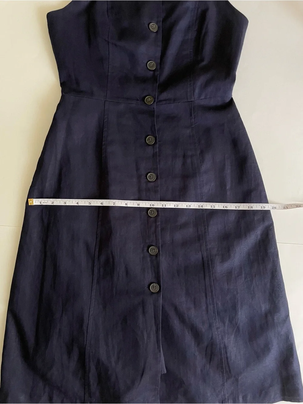 Gap Button Front Apron Linen Cotton Sleeveless Midi Dress Dark Navy NWT - Picture 11 of 11